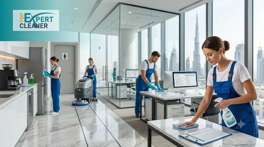 Office cleaning checklist example in Dubai showing workplace cleaning tasks and maintenance routine
